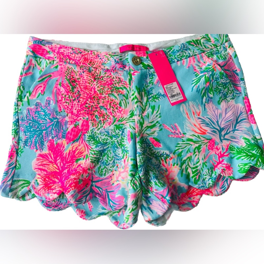 Lilly Pulitzer buttercup knit short celestial blue Cay to my heart size 8 NWT